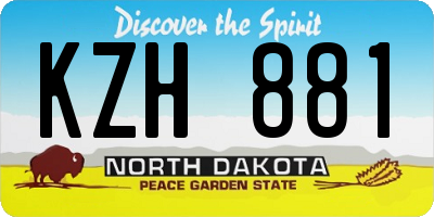 ND license plate KZH881
