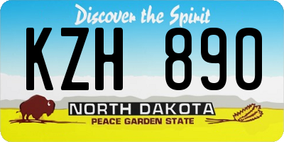ND license plate KZH890