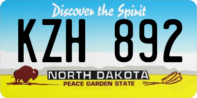 ND license plate KZH892