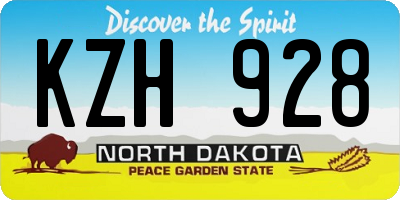 ND license plate KZH928