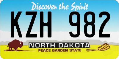 ND license plate KZH982