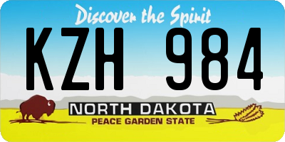 ND license plate KZH984