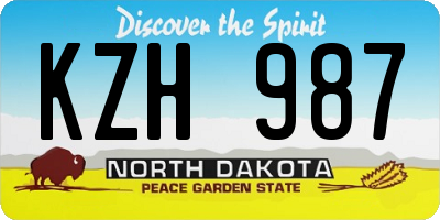 ND license plate KZH987