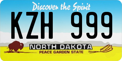 ND license plate KZH999
