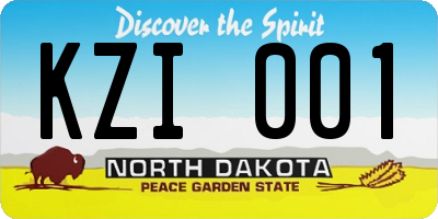 ND license plate KZI001