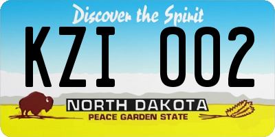 ND license plate KZI002