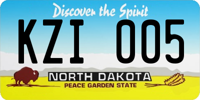 ND license plate KZI005