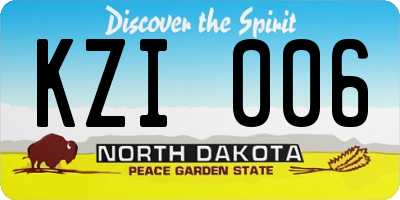 ND license plate KZI006