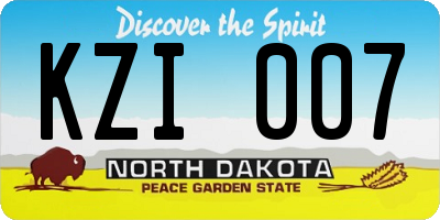 ND license plate KZI007