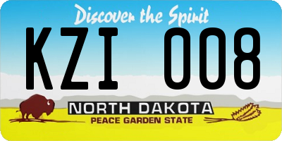 ND license plate KZI008
