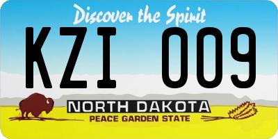 ND license plate KZI009