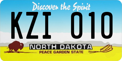 ND license plate KZI010