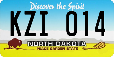ND license plate KZI014