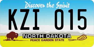 ND license plate KZI015