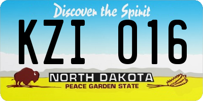 ND license plate KZI016