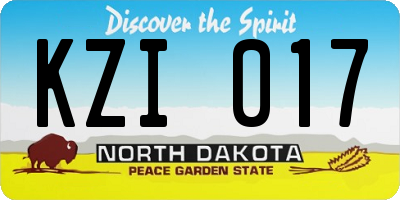 ND license plate KZI017