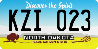 ND license plate KZI023