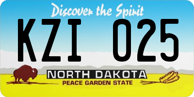 ND license plate KZI025