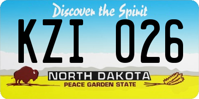 ND license plate KZI026