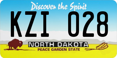 ND license plate KZI028