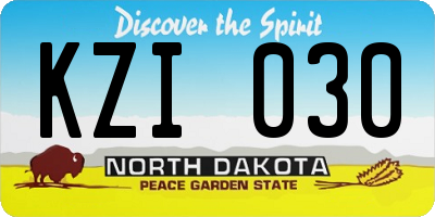 ND license plate KZI030