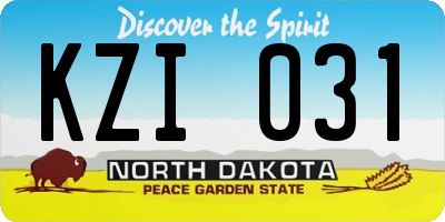 ND license plate KZI031