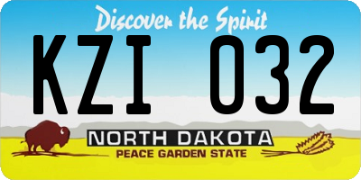 ND license plate KZI032