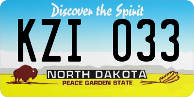 ND license plate KZI033