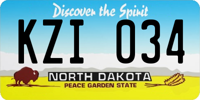 ND license plate KZI034