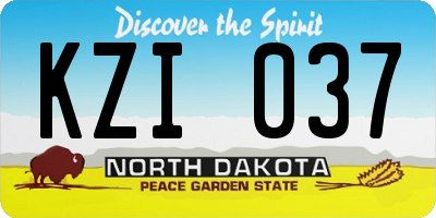 ND license plate KZI037