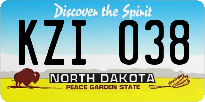 ND license plate KZI038
