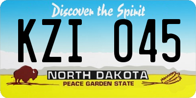 ND license plate KZI045