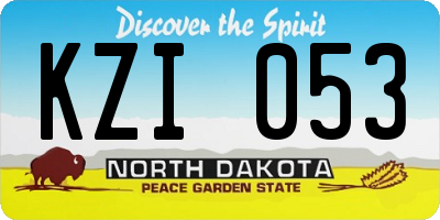 ND license plate KZI053