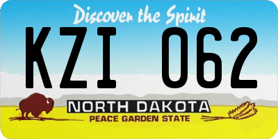 ND license plate KZI062