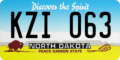 ND license plate KZI063