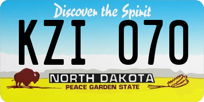 ND license plate KZI070