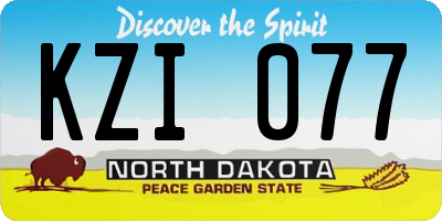 ND license plate KZI077