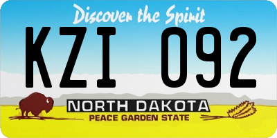 ND license plate KZI092