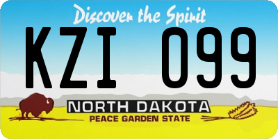 ND license plate KZI099