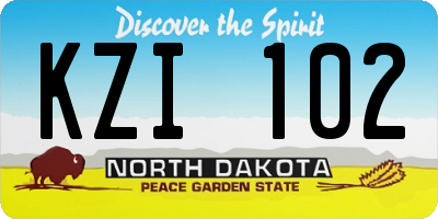 ND license plate KZI102