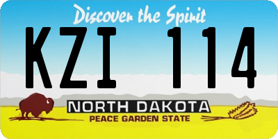 ND license plate KZI114