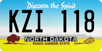 ND license plate KZI118