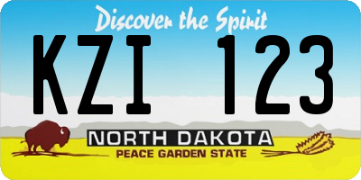 ND license plate KZI123