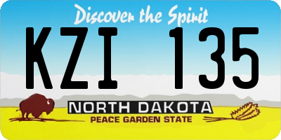 ND license plate KZI135