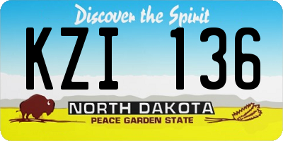 ND license plate KZI136