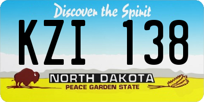 ND license plate KZI138