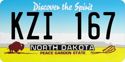 ND license plate KZI167