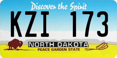 ND license plate KZI173