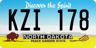 ND license plate KZI178