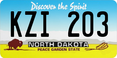 ND license plate KZI203